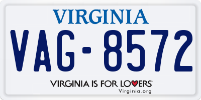 VA license plate VAG8572