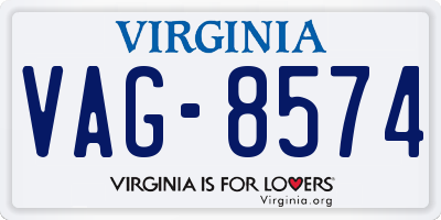 VA license plate VAG8574
