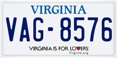 VA license plate VAG8576