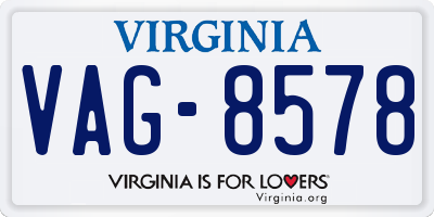 VA license plate VAG8578