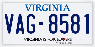 VA license plate VAG8581