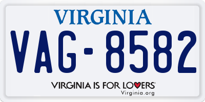 VA license plate VAG8582