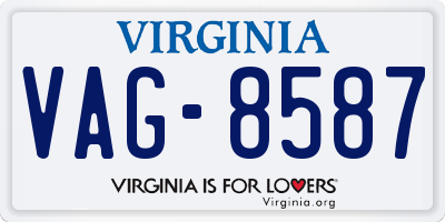 VA license plate VAG8587