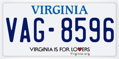 VA license plate VAG8596