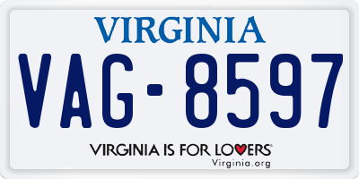 VA license plate VAG8597