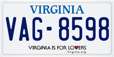 VA license plate VAG8598