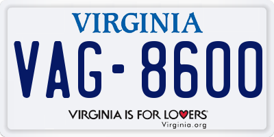 VA license plate VAG8600
