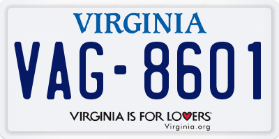 VA license plate VAG8601