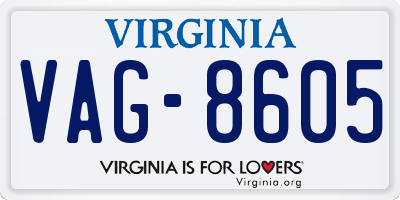 VA license plate VAG8605