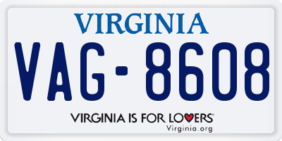 VA license plate VAG8608