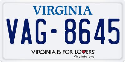 VA license plate VAG8645