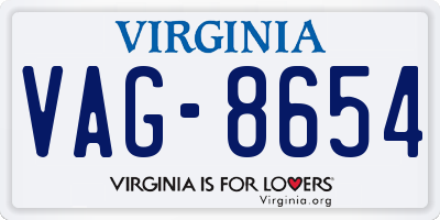 VA license plate VAG8654