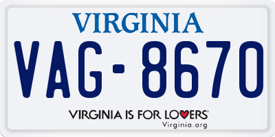 VA license plate VAG8670