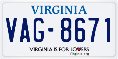 VA license plate VAG8671
