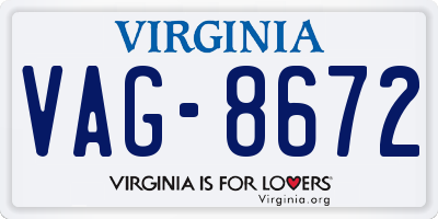 VA license plate VAG8672