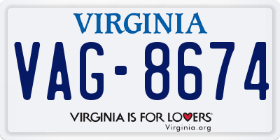 VA license plate VAG8674