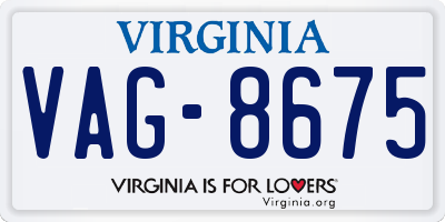 VA license plate VAG8675