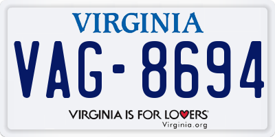 VA license plate VAG8694