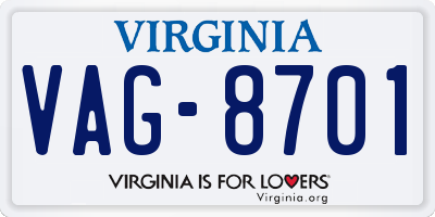 VA license plate VAG8701