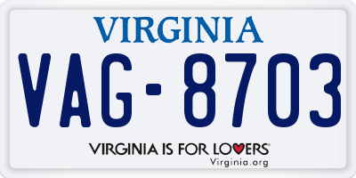 VA license plate VAG8703