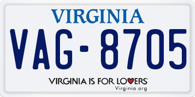 VA license plate VAG8705