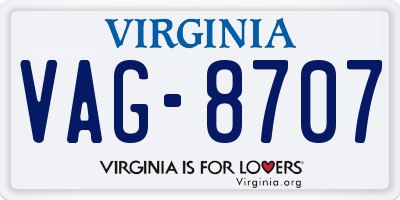 VA license plate VAG8707