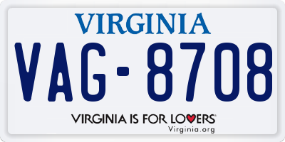 VA license plate VAG8708