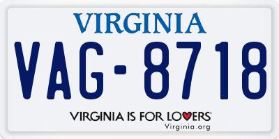 VA license plate VAG8718