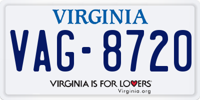 VA license plate VAG8720