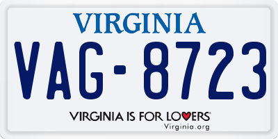 VA license plate VAG8723