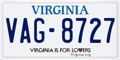 VA license plate VAG8727