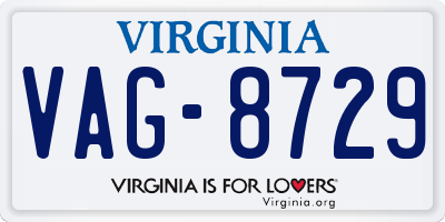 VA license plate VAG8729