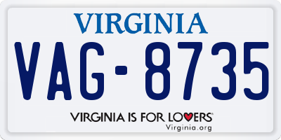 VA license plate VAG8735