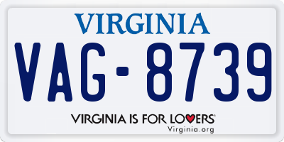 VA license plate VAG8739