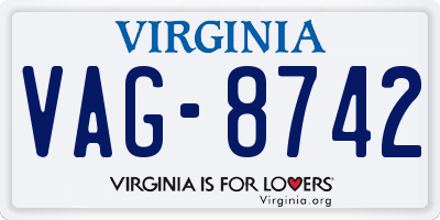 VA license plate VAG8742