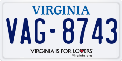 VA license plate VAG8743