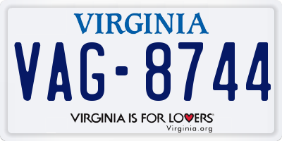 VA license plate VAG8744