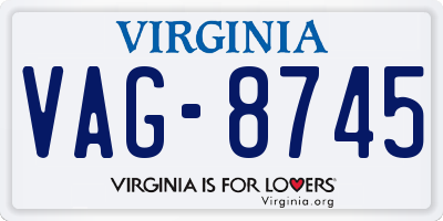 VA license plate VAG8745