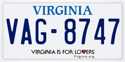 VA license plate VAG8747