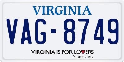 VA license plate VAG8749