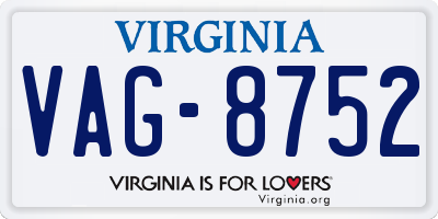 VA license plate VAG8752