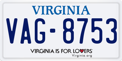 VA license plate VAG8753