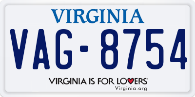 VA license plate VAG8754
