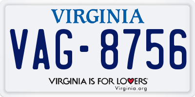 VA license plate VAG8756