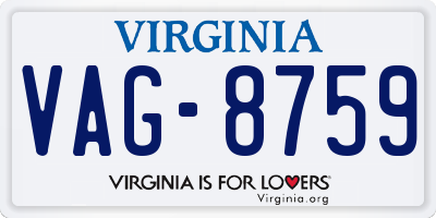 VA license plate VAG8759