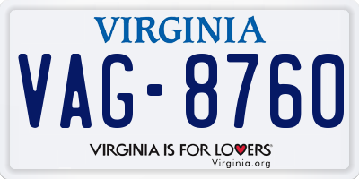 VA license plate VAG8760