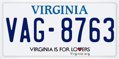 VA license plate VAG8763