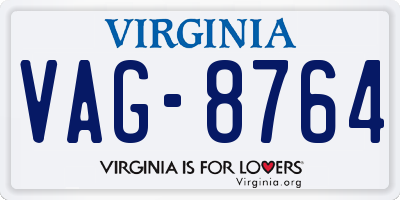 VA license plate VAG8764