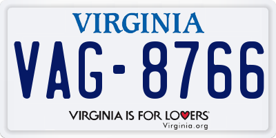 VA license plate VAG8766
