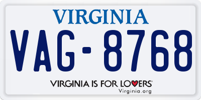 VA license plate VAG8768